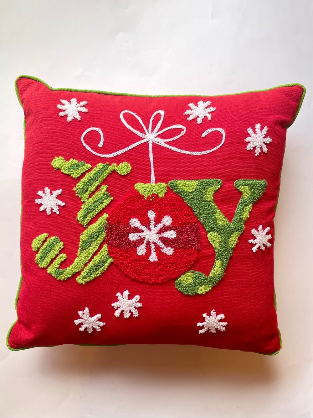 Holiday 'Joy' Decorative Throw Pillow by The Royal Standard- Red and Green